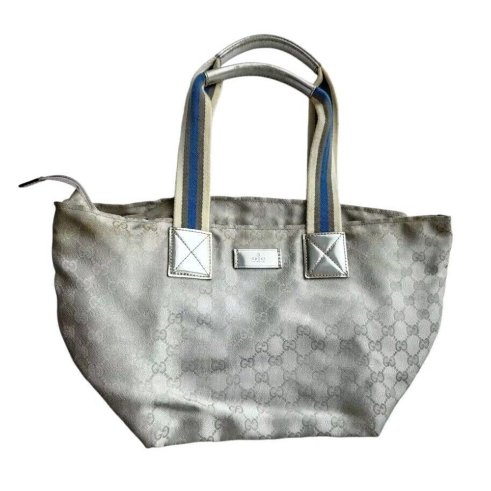Vintage GUCCI Sherry Line Bag GG Web Silver Embroidered - Picture 2 of 12